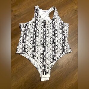Black and White Snakeskin Print Bodysuit